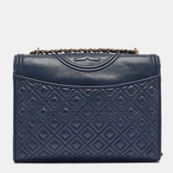 Tory Burch Navy Fleming Convertible Leather Bag - Picture 3 of 10